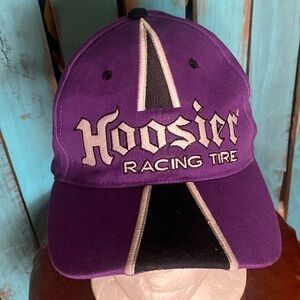 Vintage Hoosier Racing Tires Velcro strap adjustable hat purple made Hong Kong
